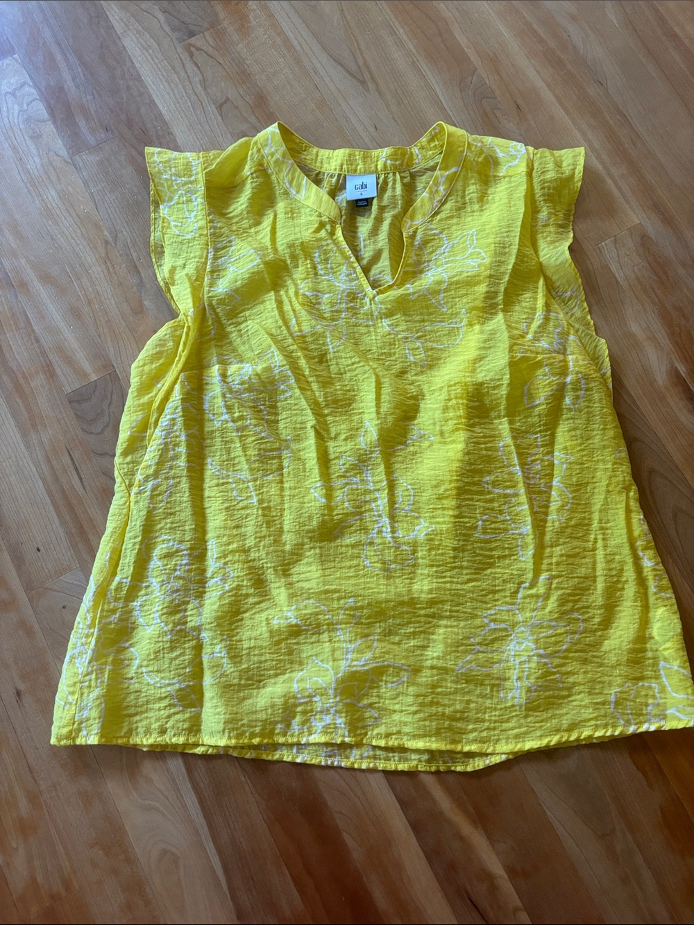 CAbi Yellow Floral V-Neck Sleeveless  Tank